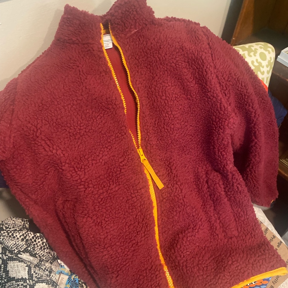 Amazon Essentials Kids Jacket in Burgundy and Yellow NEW